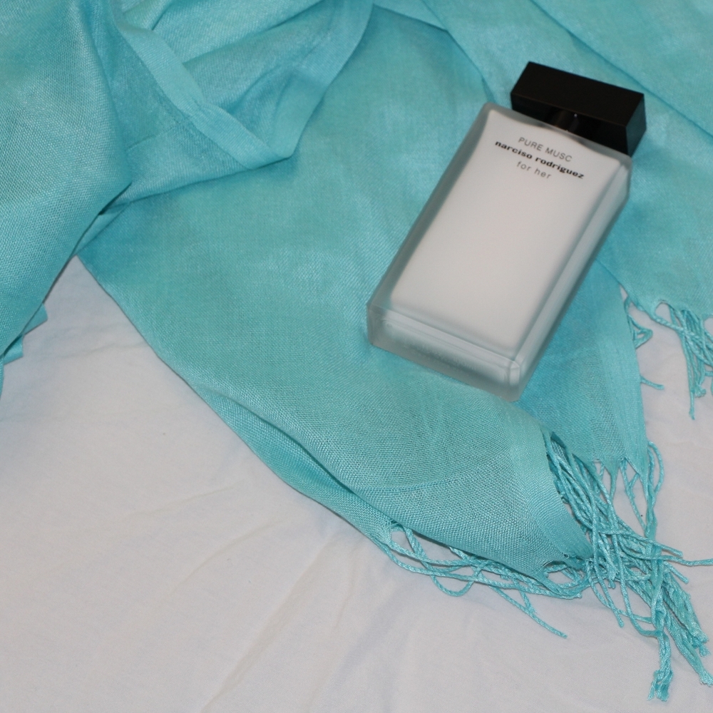 HandCrafted Aqua Scarf with Fringe